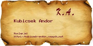 Kubicsek Andor névjegykártya